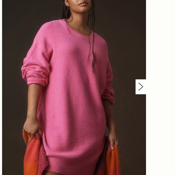 Daily Practice by Anthropologie Long-Sleeve Mini Jumper Sweater Dress Pink Sz XS - Picture 4 of 9